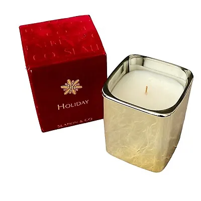 Slatkin & Co Holiday Candle Boxed Gold Glass 6 Oz Cinnamon Clove Pine Eucalyptus • $35