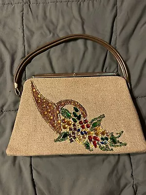 Vintage Caron Of Houston Beaded Cornucopia Purse • $55