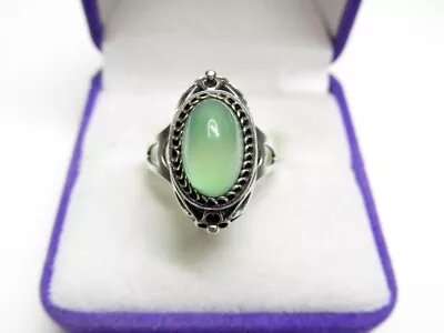 Vintage Russian Soviet Sterling Silver 925 Ring Chrysoprase Women's Jewelry 6.5 • $125