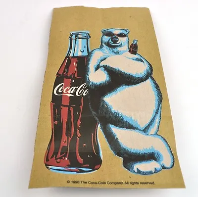 Coca Cola Coke USA 1998 Lunch Bag - Cooler Polar Bear With Bottle • £9.94