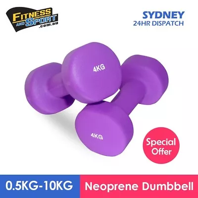 2x 4KG Solid Neoprene Dumbbell Anti-Slip Dumbells Strength Hand Weights • $49.99