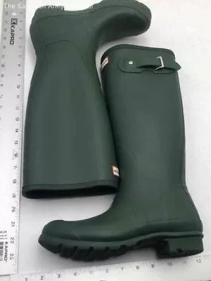 Hunter Womens Wellington Green Round Toe Mid-Calf Pull-On Rain Boots 7 • $15.51