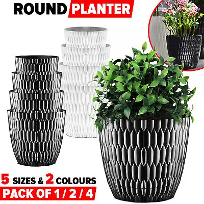 Plant Pots With Saucer Indoor Flower Pot With Drainage Hole Round Outdoor Garden • £5.99