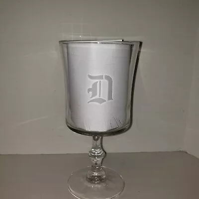 Monogrammed  D  Wine Glass Goblet Crystal Clear Stemmed  Mid-century Modern MCM • $7.99