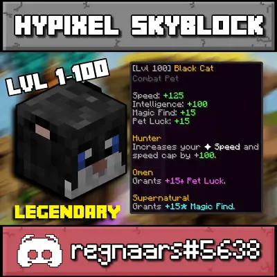 Hypixel Skyblock | Legendary Black Cat Pet | Fast And Safe Delivery | LVL 1-100 • $16.99