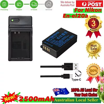 2500mAh Battery +UsbC Charger For Nikon Coolpix A Coolpix P1000 EN-EL20 -EL20a • $36.70