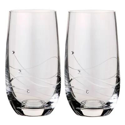 Dartington Glitz Highball Glasses Hand Made 480ml Capacity Set Of 2 Boxed • £39.49