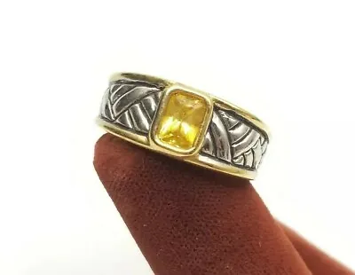 Vtg TJ Ring Sz 7.5 Yellow Rhinestone Medieval Roman Renaissance Theme Jewelry • $39.99