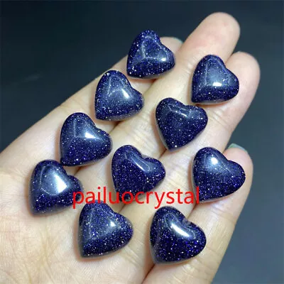 5pc Blue Gold Sand Mini Heart Skull Quartz Crystal Pendant Reiki Healing Gem= • $0.99