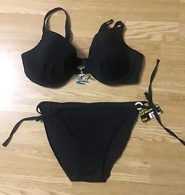 Ultimo Size 38D Top & 14 Bottoms Black Underwired Bikini Set BNWOT • £22