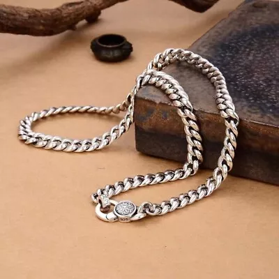 Real 925 Sterling Silver Retro 9mm Miami Cuban Curb Chain Necklace For Men 24'' • $253.79