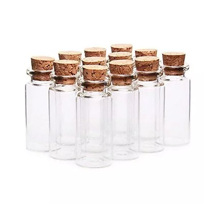 Art 30 Pcs 10ml 22mm X 50mm Mini Glass Bottles Jars With Wood Cork Stoppers Jar • £9.22