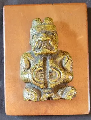 Zarebski Mayan Aztec Greenstone / Wood Plaque - Mexico • $18.99