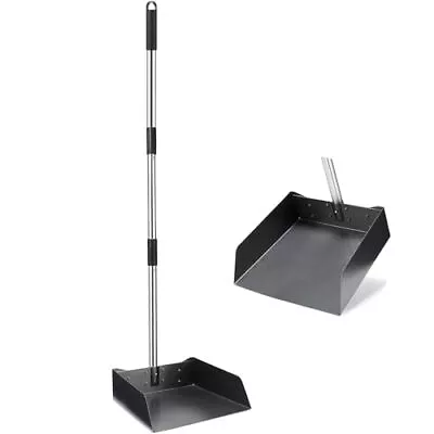 Dust Pans With Long Handle - 39” Heavy Duty Metal Upright Dustpan - Long Hand... • $28.94