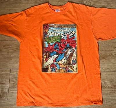 £9 • Buy Men's Spiderman Comic Book Logo T-Shirt Orange XL Vgc Worn Once