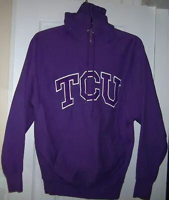 Steve And Barry’s Medium TCU Horned Frogs Heavyweight Hoodie Logo Purple Vintage • $12.59