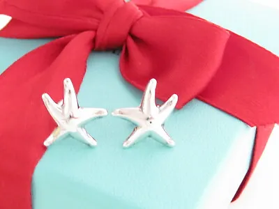 Tiffany & Co Silver Starfish Peretti 13mm Earrings Packaging Box Pouch • $389.91