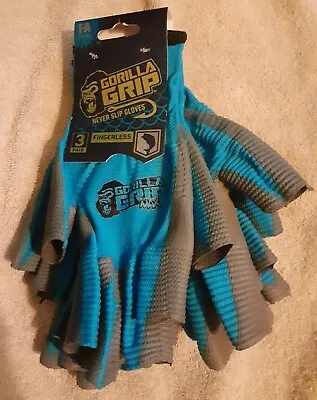  Gorilla Grip Fingerless Never Slip Gloves 3 Pair FA Fits All Fishing Boating  • $11.99