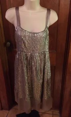 £29.01 • Buy PIF By Aymerich Silver Sequin Strapless Mini Dress - XL EUC