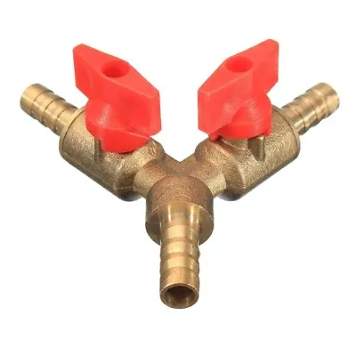 5/16  8mm Brass Y 3-Way Shut Off Ball Valve Fitting Hose Barb Fuel Gas CLAMP Tee • $5.19