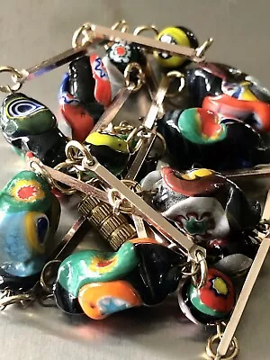 Vintage Hand Crafted Murano Glass Bead Station Necklace 30” • $18.50