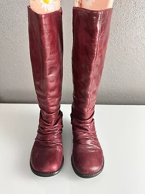 Miz Mooz Bonnie Boots Women’s Size 6M Red Leather Upper Faux Fur Zipper Back • $50