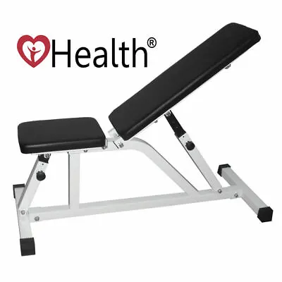 $155 • Buy IHealth Fitness Body Building Flat Bench Adjustable Weight Sit Up Bench White