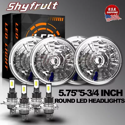 4Pcs 5.75 Inch 5-3/4  Round Headlights Diamond Cut For Chevy Chevelle Impala GMC • $183.99