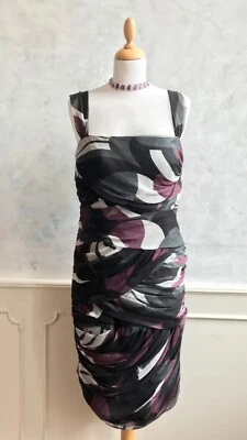 £14 • Buy AFTER SIX Designer Ronald Joyce 100% SILK Ruched Prom Black Maroon Dress 12