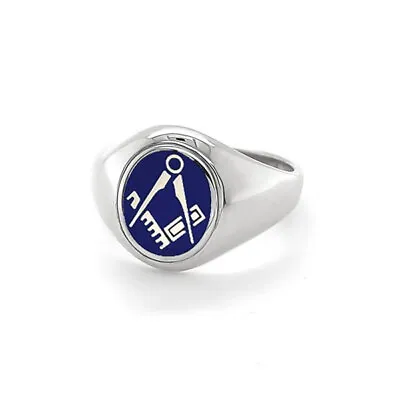 Craft Square And Compass Masonic Ring Hallmarked 925 Silver Black Red And Blue • £110