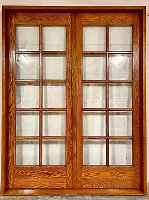 Vintage Solid Oak French Doors Clear Safety Glass • $1250