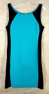 B. Smart Women Sheath Dress Size 10 Sleeveless Teal Black Stretch  • $14.99