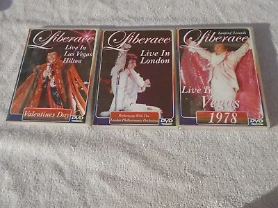 3 * Liberace DVDs Live In London / Live In Vegas 78 / Live Vegas Valentines Day • £11.75