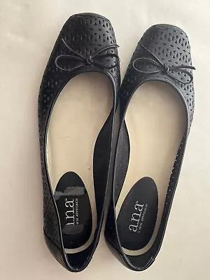 ANA Black Laser Cut Ballet Flats Shoes Sz 7M 7 • $14.80