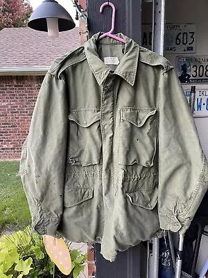 Vintage US Army Field Jacket M1951 Korea Vietnam Era MEDIUM Reg W Button On Hood • $19.99