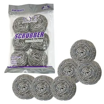 6x Kitchen Stainless Steel Scourers Stain Scrubber Pan Washing Cleaning Wire Pad • £3.21