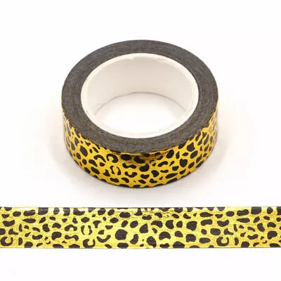 $5.50 • Buy Washi Tape Leopard Print Gold Foil Black Metallic Animal 15mm X 10m