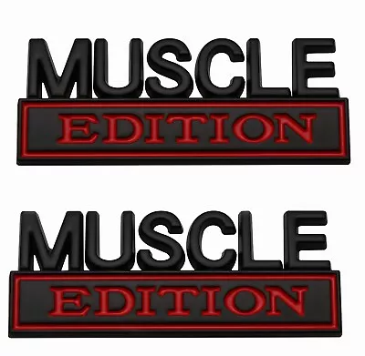2pc MUSCLE  EDITION EMBLEM 3D Badge Nameplate Car Truck SUV (black Red) • $15.99
