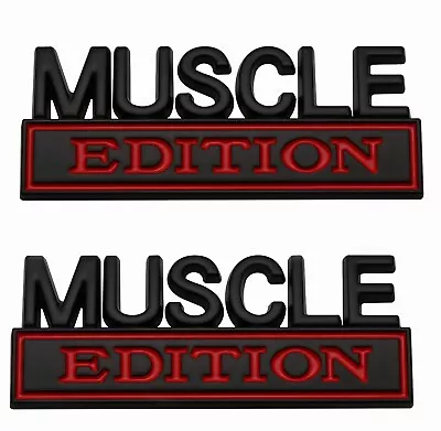 2pc MUSCLE EDITION Emblems 3D Badge Nameplate Car Truck SUV (black Red) • $13.99