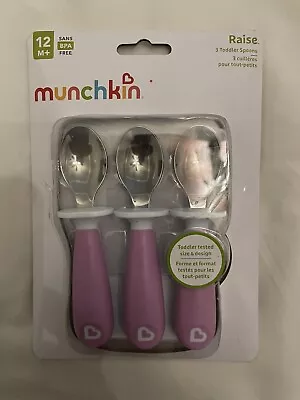 Munchkin 3 Toddler Pink Spoons BPA Free Hearts On Handle • $7.99