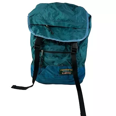 Vintage 80s LL BEAN Rucksack Backpack Green Blue Rare • $135.06