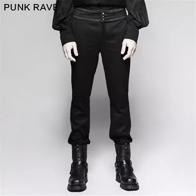 Punk Rave Men High Waist Pants Trousers Gothic Black Vintage Steampunk Victorian • $96.55
