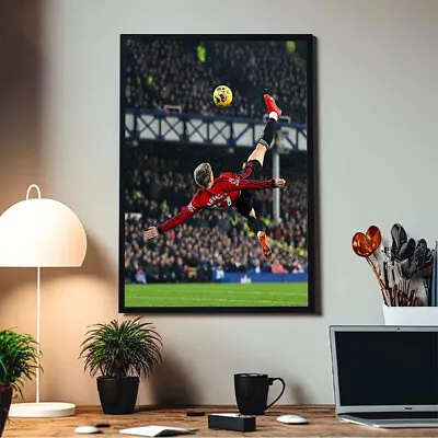 Garnacho Manchester United Vs Everton Match Overhead Kick Goal Poster • $18.98