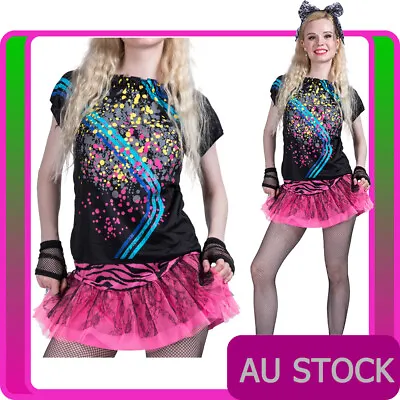 Ladies 80s Costume Pop Party 1980s Madonna Halloween Hens Party 80's Fancy Dress • $36.99