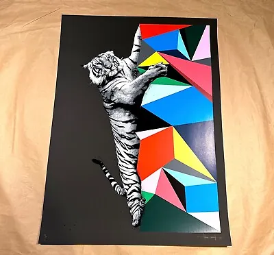 🐅 Hama Woods Climb To Safety Black Art Print Signed #/90 Whatson Graffiti • £558.19