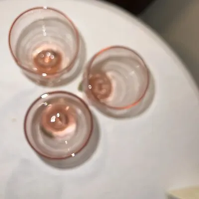 Mikasa Blush Pink Crystal Wine Glasses Set Of 3 Elegant Rose Pattern Stemmed Vin • $32