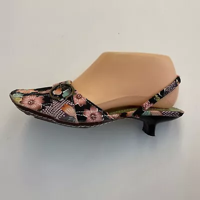 I LOVE BILLY “MIAMIS”Retro Look Montrose Kitten Heel Floral Buckle Mule Size 37 • $25