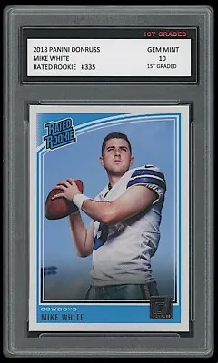 Mike White 2018 Panini Donruss 1st Graded 10 Nfl Rated Rookie Card Cowboys/jets • $39.99