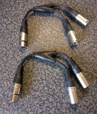 Microphone Y Splitter XLR 3 Pin Cable Lead Adaptor - Female To 2 Male Short • £13.50