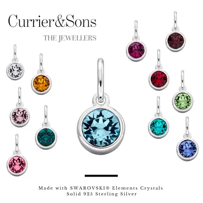£12.74 • Buy 925 Sterling Silver Crystal Birthstone Pendant Necklaces (Chain Included)